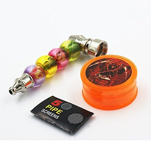 Herb Grinder Kit Contains a 4 Parts Plastic Grinder a Metal Pipe and 5 Pieces Stainless Screen