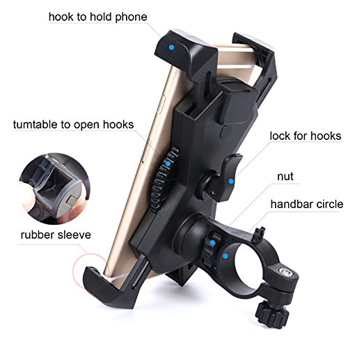 Bike Phone Mount Holder,Leepiya Universal Adjustable Bicycle Motorcycle Handlebar Phone Mount for iPhone X/8 Plus/8/7 Plus/7/6S,Galaxy S9/S9 plus,note 8/S8 plus/S8 and all 4.5-6 Inch Smartphones[Black - Thumbnail 5