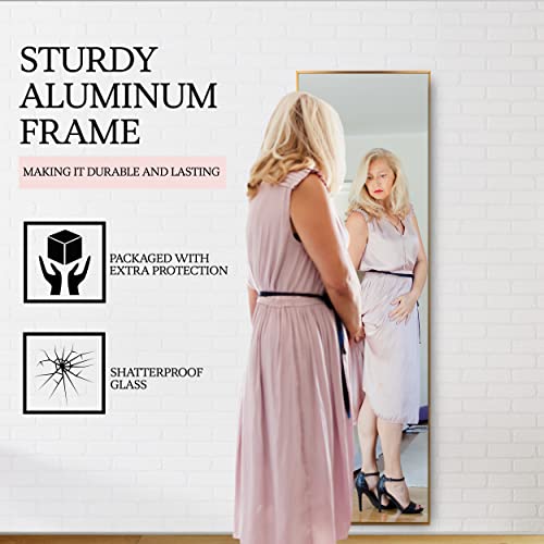 Mirrotek Full Length Adjustable Over The Door Mirror Gold Aluminum Finish Hanging Mirror