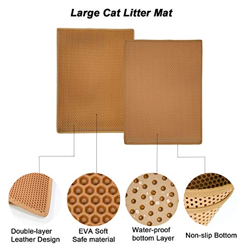 Pieviev Cat Litter Mat Double Layer Waterproof Urine Proof Trapping Mat
