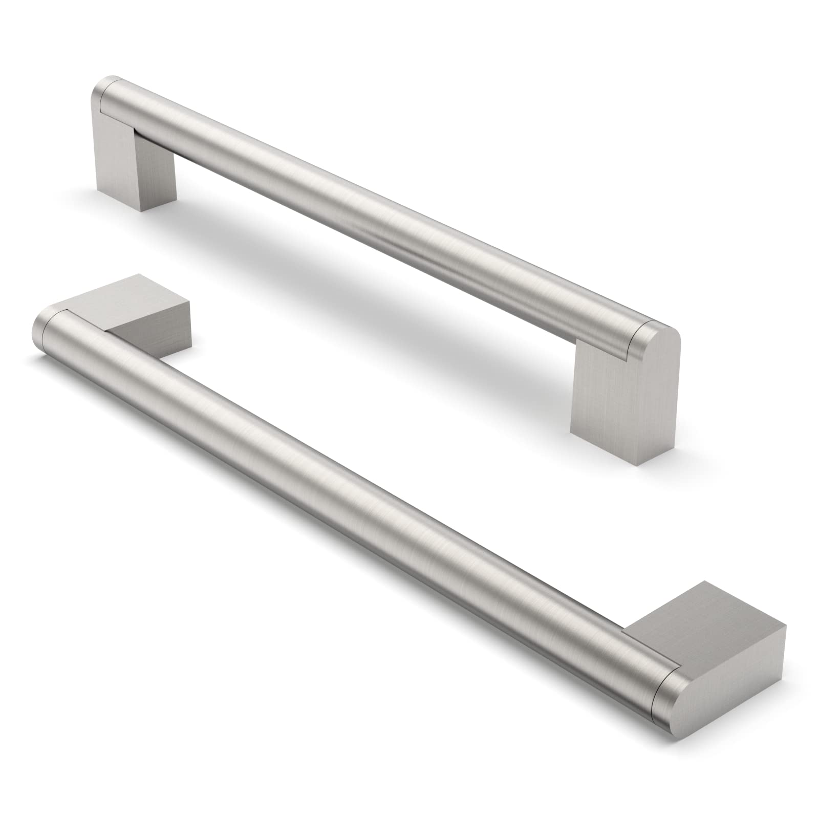 FURNIWARE 10 Pack Cabinet Pulls, Hardware Drawer Handles, Stainless Steel Kitchen Cabinet Door Handles Pull, Brushed Nickel-192mm(7.5 Inch) Hole Center