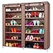 TXT&BAZ 36-Pairs Portable Shoe Rack Double Row with Nonwoven Fabric Cover (7-Tiers Brown)