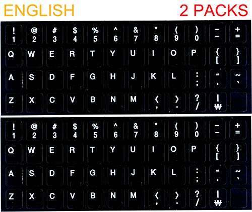 [2 Packs] Replacement English Keyboard Stickers on Non Transparent Black Background for Any PC and Laptop (ENG) - Thumbnail 3