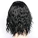 Black Short Wavy Bob Wig Synthetic Curly Bob Wigs For Women Heat Resistant Replacement Wig Side Part 14inch Halloween Party Wig