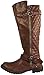 Women's Vivienne-01 Studded Quilted Leatherette Buckle Round Toe Motorcycle Boots