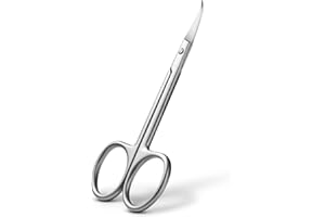 BEZOX Precision Curved Tip Cuticle Scissors - Russian Style Sharp Nail Dead Skin and Hangnail Scissor, Professional Cuticle Trimmer with Sharp, Thin Blade - Ideal for Right & Left-Handed Use