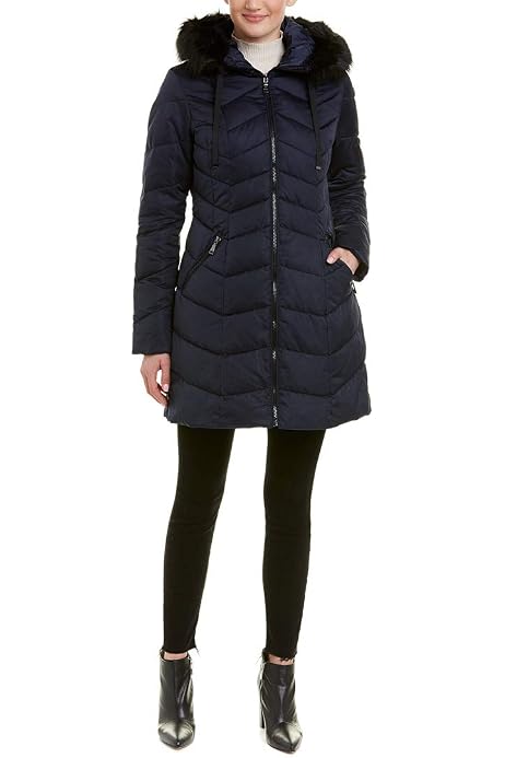 T Tahari Women's Chevron Quilted Puffer 