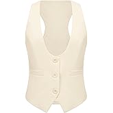 V VOCNI Suit Vest for Women Waistcoat Vintage Steampunk Dressy Casual Racerback Vest Jacket