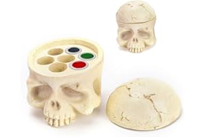 Jconly Ink Cup Holder 7 Holes Skull Head Stand Hard Resin Pigment Ink Cup Caps Holder Stand