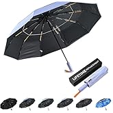 DryDay Travel Umbrellas for Rain - Large Windproof Double Canopy Umbrella, 10 Durable Ribs, Strong Frame, Auto Open Close Ergonomic Handle, Compact Waterproof Umbrella for Women & Men