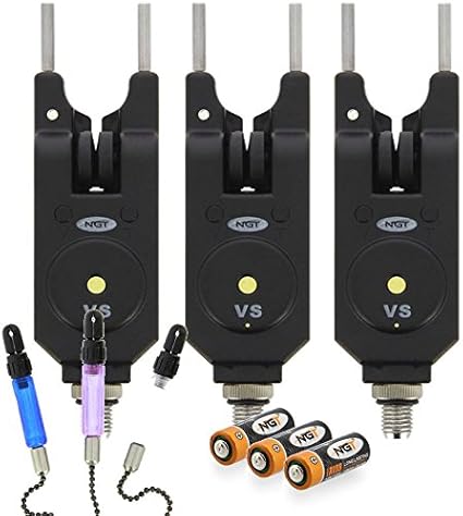 Ngt 3 X Vs Fishing Bite Alarms With Hooks Bars And Spools Volume And Tone Control Including Batteries Carp Fishing Alarms Indicators Amazon De Sport Freizeit