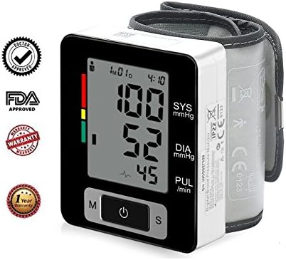 Blood Pressure Monitor Lucky Elf Wrist BP Monitor Blood Pressure Cuff with Memory Storage Pulse Diastolic Systolic Measurement and Large Screen Displaying (black)