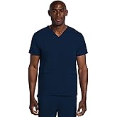 Cherokee Men's V-Neck Scrub Top with 3 Pockets, High-Low Rounded Hem, and Back Yoke Seam for Comfort - CK719A