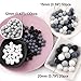 Silicone Teething Beads Round Chewable (12-20mm) 200pcs DIY Necklace Bracelet Baby Pacifier Chain Jewelry Components Bottle BPA Free-Black and White