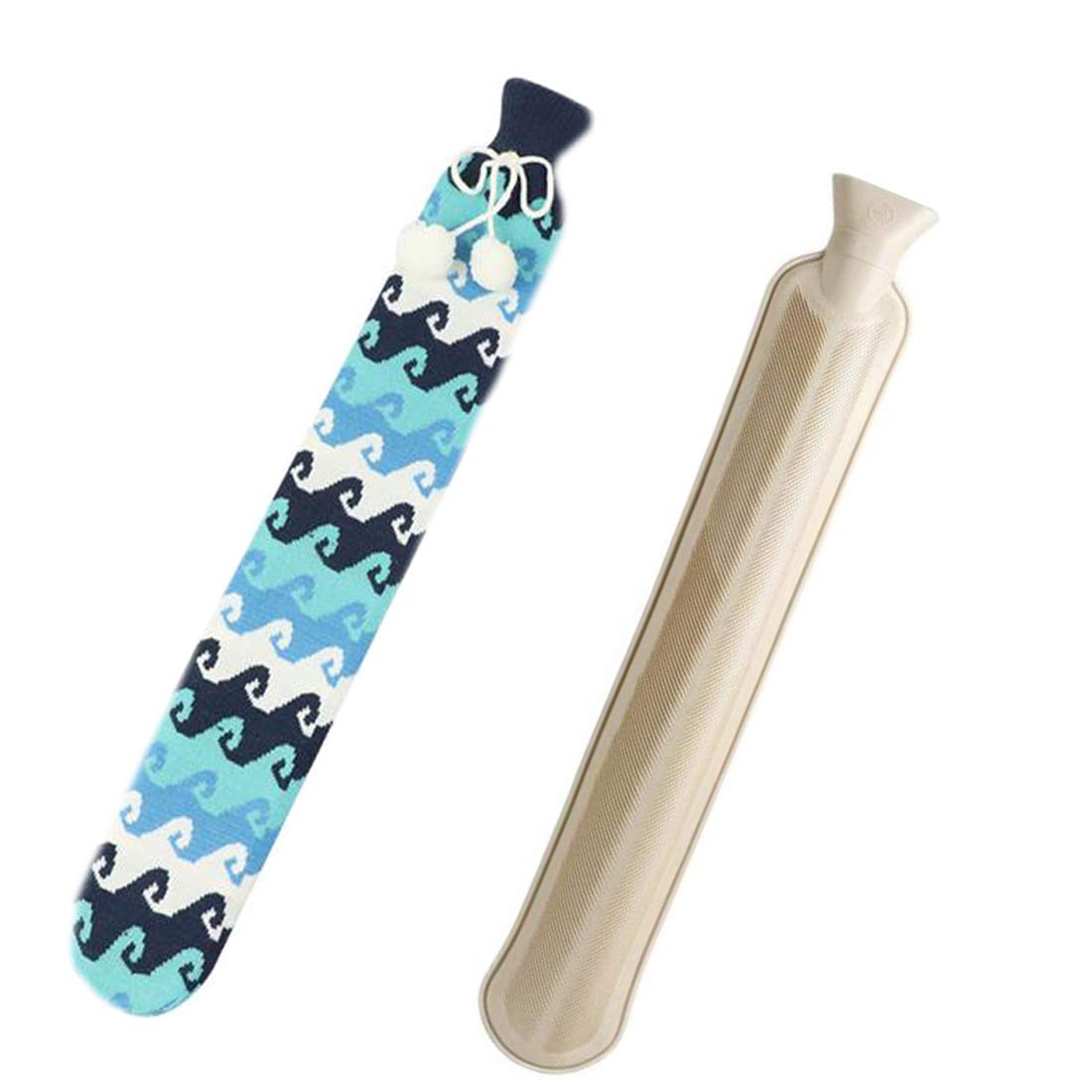 Long Hot Water Bottle with Soft Cover - 2L Extra Long Hot Water Bottles - Rubber Hot Water Bottle Wearable with Belt for Neck, Waist, Back, Large Hot Water Bottles Gift for Women, Girls