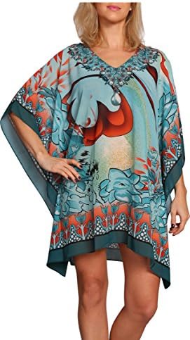 Milanoz Women’s Sexy Stylish Chiffon Summer Beach Dress Swimsuit Bikini Cover Up Tunic Blouse Beachwear Swimwear (Green Free Size)