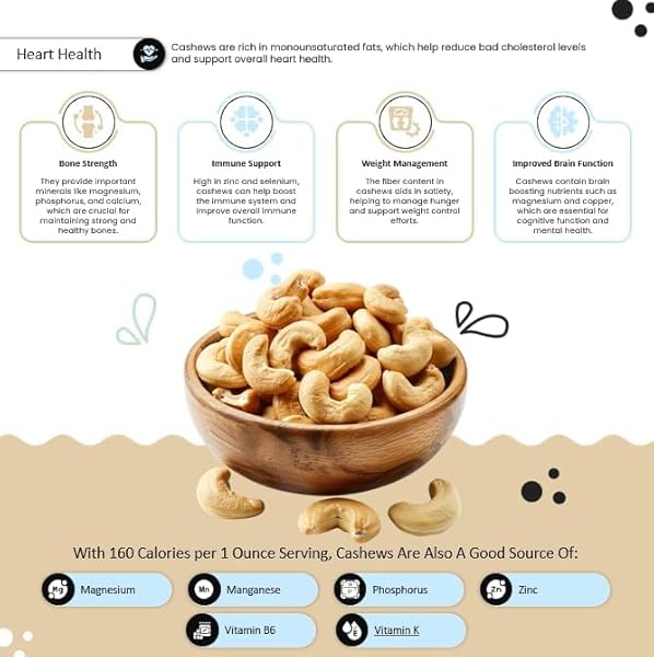 AROKIA RAW WHOLE CASHEW NUTS (7OZ) LARGE WHITE UNSALTED UNROASTED CASHEW NUTS – VEGAN UNROASTED HIGH PROTEIN SNACKS PERFECT FOR HIKING AND ROAD TRIPS, SNACKS FOR LUNCH AND SCHOOL