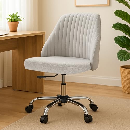 DUMOS Office Chair Desk Chair Makeup Table Chair Small Desk Chairs with Wheels Cute Swivel Chair with Backrest Armless Home Office Chair