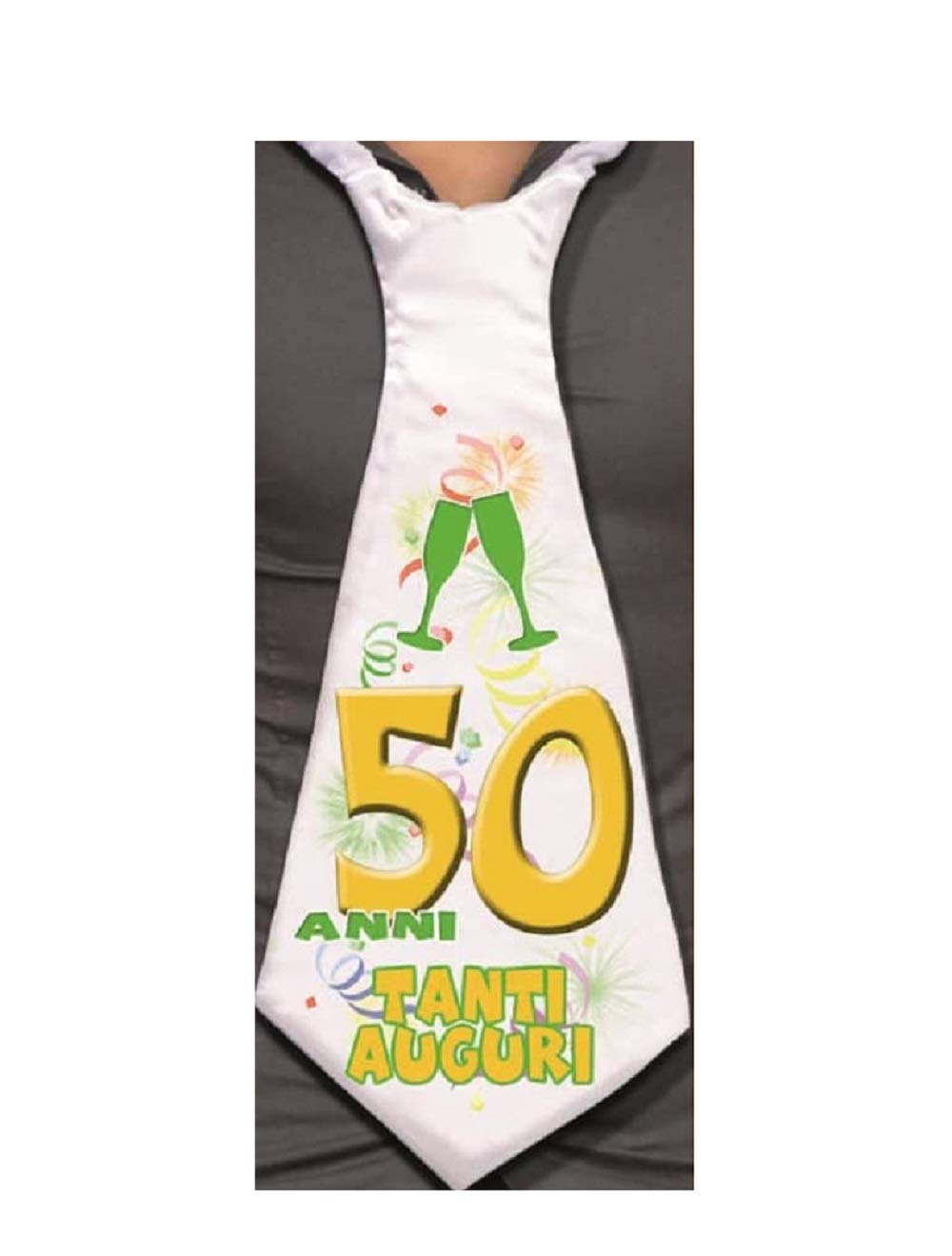 DOR import S.r.l. NECKTIE 50th Birthday Party Joking Tie - White