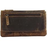 Myra Oakfire Brown Leather and Hairon Wallet - 7x4" Vintage Wallets for Women, Anti-Theft RFID-Blocking, Long Boho-Style Clutch with Space for Cash, Coins, and Cards, Western-Inspired Gift for Mom