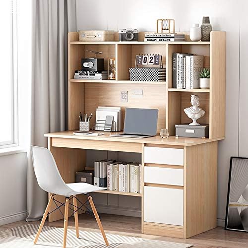 パソコンデスク 本棚付き ヘビーデューティ ライティングデスク 引き出しと棚付き おしゃれ ワークステーション 研究ライティングデスク ホーム用 オフィス