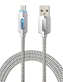 LED Light Micro USB Cable, TITACUTE 3.3 FT Micro USB Cable Intelligent LED Charging Light Weave Pattern Cord 1M Fast Charging Cable Data Sync for Moto G Plus BLU Advance 5.0 A9 A7 J7 J5 J3 PRO Black