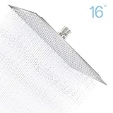 Derpras 16 Inch Square Rain Shower Head, 304 Stainless Steel, Ultra Thin High Pressure Bathroom Rainfall Showerhead (Brushed Nickel) (324 Jets)