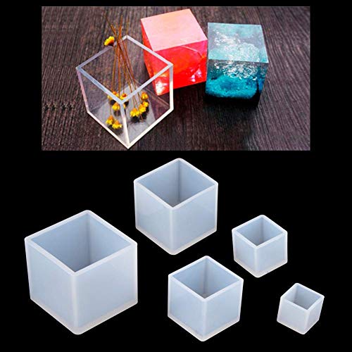 Resin Casting Molds, 145 Pcs Jewelry Casting Making Molds Set Kit,Silicone Cube Shape Paperweight Pendant,Screw Eye Pins, Disposable Plastic Cups,Stirrers,Droppers,Disposable Gloves for Polymer Clay - Thumbnail 3