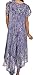 Sakkas 15900 - Bree Long Embroidered Cap Sleeve Marbled Dress - Indigo - OS