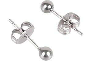 VGACETI Ball Stud Titanium Earrings,Hypoallergenic for Women High Polished Colored for Sensitive Ears, 3mm and 4mm Pure Titanium Nickel-Free Lead-Free