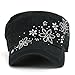 ililily Military Cotton Cadet Cap Flower Glitter Spangles Rhinestone Cadet Hat