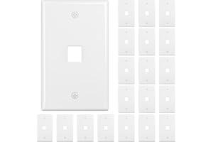 FGB 1-Port Keystone Wall Plate 20-Pack, Low-Profile Single Gang Wall Plates for RJ45, HDMI, and Coax Keystone Inserts, White