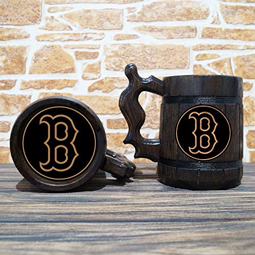 Boston Red Sox Beer Mug, Baseball Wooden Beer Stein, Sport Gift, Personalized Beer Stein, Boston Red Sox Tankard, Custom Gift for Men, Gift for Him