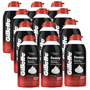 Gillette Foamy Regular Shaving Cream, Pack of 12, 11 oz each