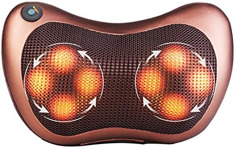 Shiatsu Massage Pillow Massager with Heat Balls and Car Adapter, Neck Massager Shoulder Massager Back Massager (for Home, Office and Car Use), Brown