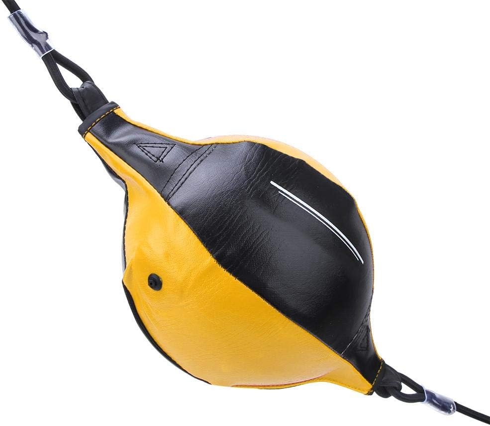 Inflatable Boxing Ball, Double End Speed Punch Rebound Ball, Training Equipment, PU Leather, Yellow and Black, 35cm Length - Image 4
