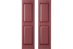 Builders Edge 14.75 in. W x 55 in. H Builders Edge, Standard Two Equal Panels, Raised Panel Shutters, Includes Matching Installation Spikes (Per Pair), 078 - Wineberry