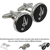 GGemony Men's Fashion Luxurious Tuxedo Shirts 2PCS Cufflinks, Gift Box- Premium Quality Personalized Alphabet Letter-A-Black