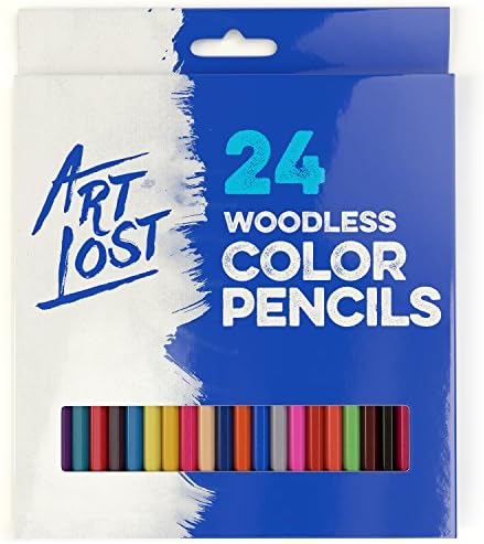 Woodless Colored Pencils 24-Colors - Pre-sharpened - Set of 24