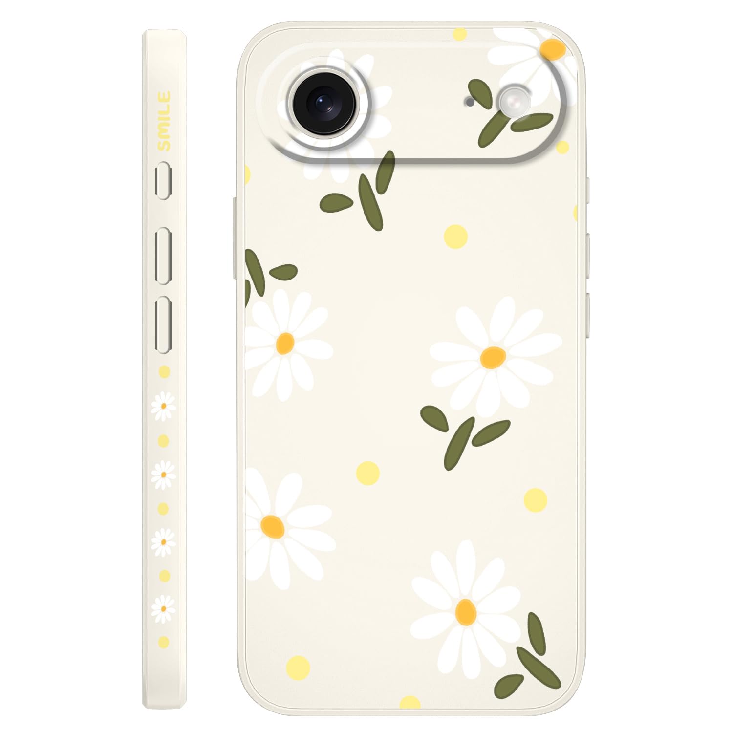 LEECG for iPhone 17 Air Case, Flower Protective Bumper Slim Soft Phone Cover for iPhone 17 Air 6.5 inch, Daisy Rice White