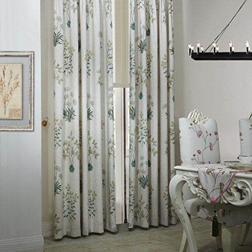 IYUEGO Country Botanical Grass Print Cotton Linen Eco friendly Grommet Top Curtain Draps With Multi Size Custom 50