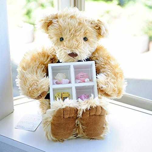 flower teddy bear in box