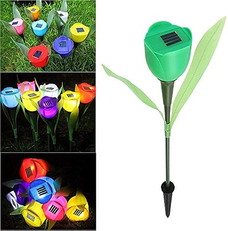 4 Solar-Tulpen Gartenleuchten – LED Blumenlichter, IP65 Wasserdicht, Orange