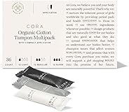 Cora Organic Cotton Tampons with BPA-Free Plastic Compact Applicator; Chlorine & Toxin Free - Variety Pack