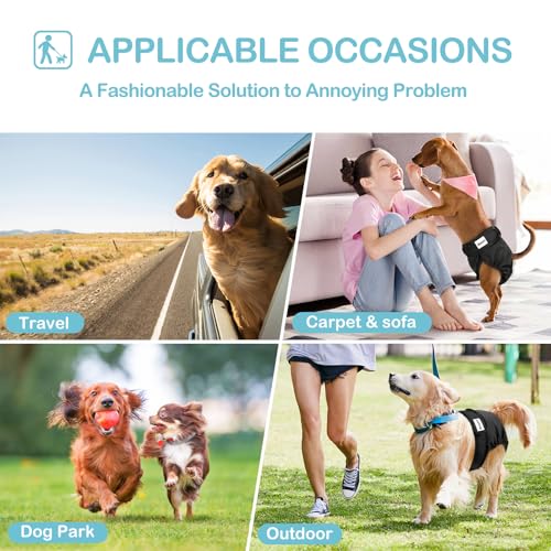 Avont Pack of 3 Reusable Dog Nappies, Highly Absorbent, Washable and Environmentally-Friendly Sanitary Pads/Panties for Female Pets, Black