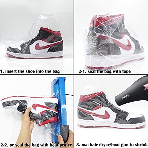 100 Pcs Shoe Shrink Wrap Bags, 16x11 inches Sneaker Shrink Wraps Fits