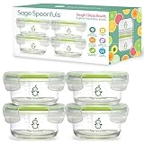 Sage Spoonfuls 4 Piece Tough Glass Bowls Baby Food Storage Containers