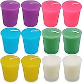 15 Hours Scented Votive Candles, 12 Packs Variety Colored Aroma Votives - Rose, Lavender, Gardenia, Bergamot, Green Tea, Ocean