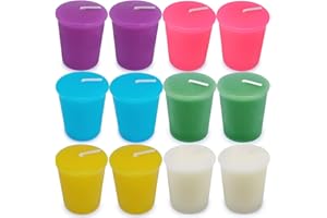 ABARLI 15 Hours Scented Votive Candles, 12 Packs Variety Colored Aroma Votives - Rose, Lavender, Gardenia, Bergamot, Green Tea, Ocean