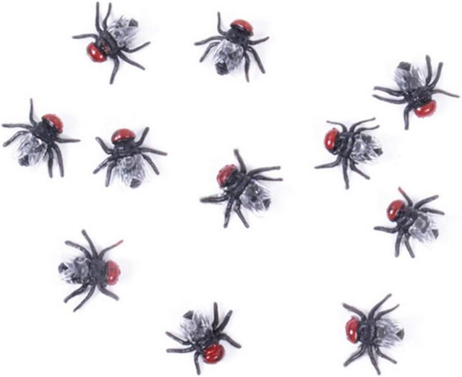 20 Pcs Novelty Lifelike Plastic Fake Fly Kidding Prank Fly Bugs Realistic Insects Gag Joke Gifts for April Fool Halloween and Party Prop